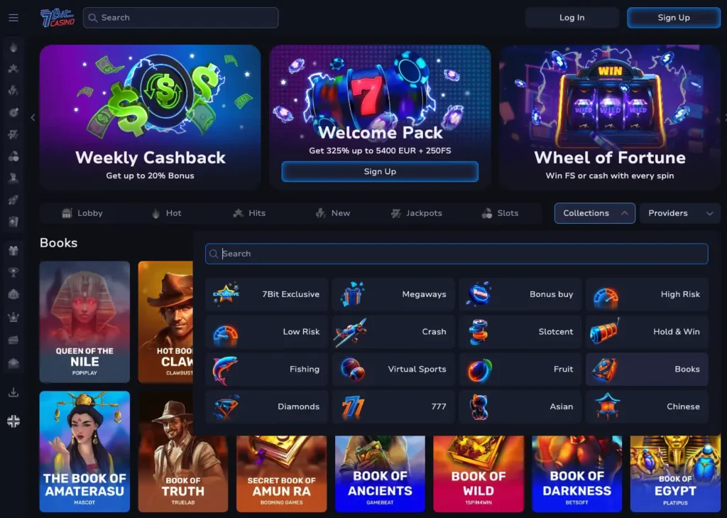 7Bit Casino slot game selection.