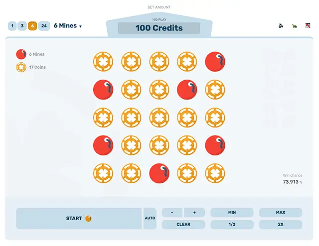 Crypto.games minesweeper game.