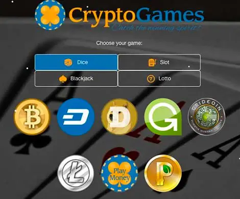 Crypto.games old front page.
