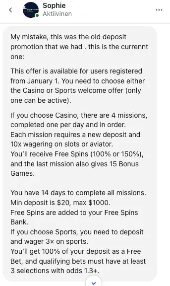 My FortuneJack customer support test.