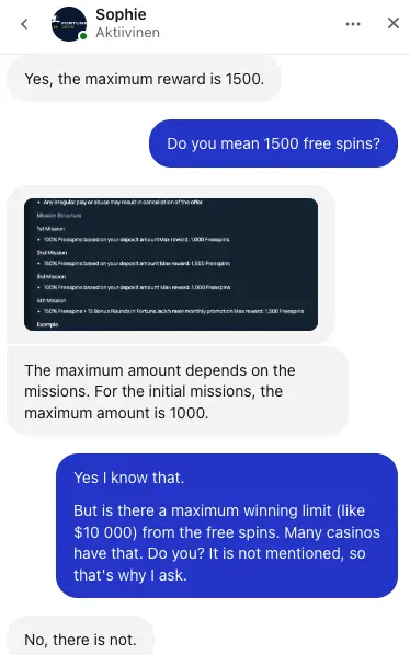 My FortuneJack customer support test.