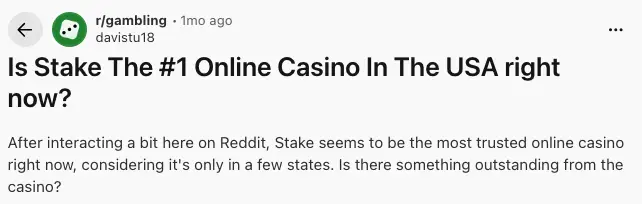 Stake comments on Reddit.